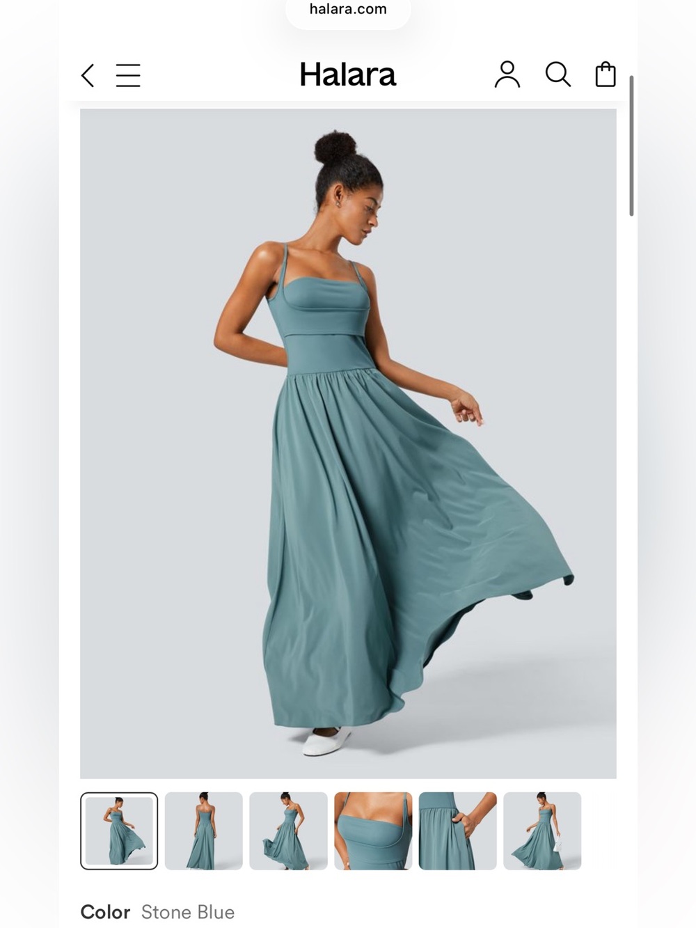 New Halara Stone Blue Maxi Dress with Fitted Bodice XL
